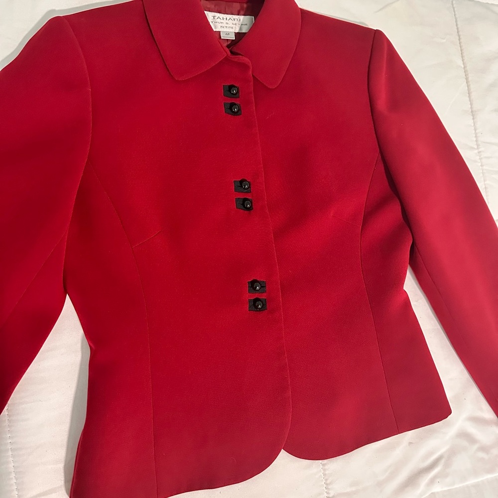 Tahari Bright Red Blazer  - Size 4P
